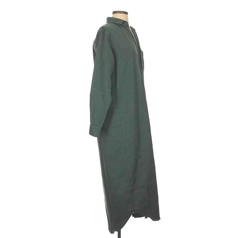 Frank & Eileen Rory Famous Denim Maxi Shirtdress XS Forest Green Cotton Relaxed